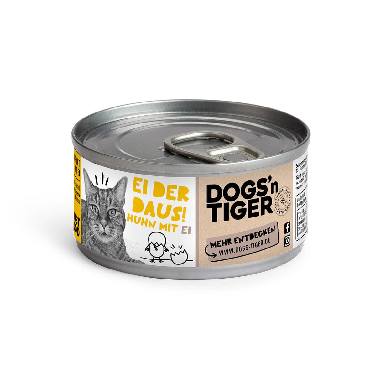 Dogs’n Tiger Adult Premium Katzenfutter, Nassfutter, Getreidefrei, Ei der Daus!, Huhn & Ei Dogs'n Tiger