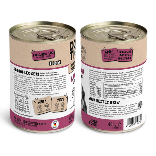 Dogs’n Tiger Junior, Hundefutter, Lammfromm, Hunde Nassfutter, Welpen Futter, Monoproteine, Lamm & Kürbis Dogs'n Tiger
