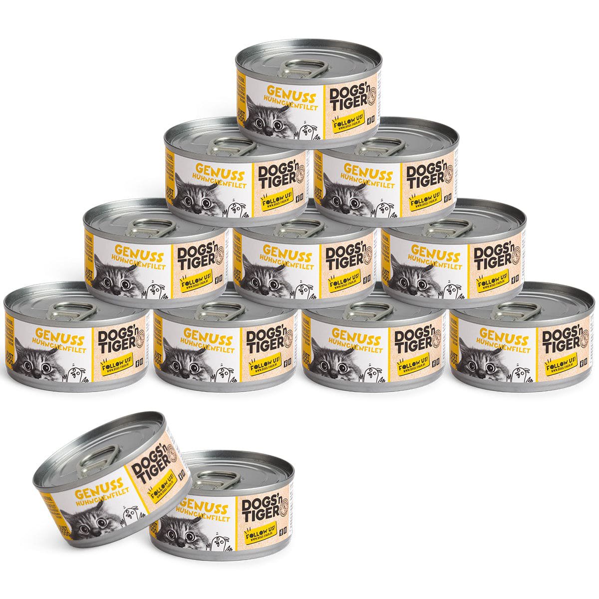 Dogs’n Tiger Adult Premium Katzenfutter, Nassfutter, Getreidefrei, Genuss, Huhn Dogs'n Tiger