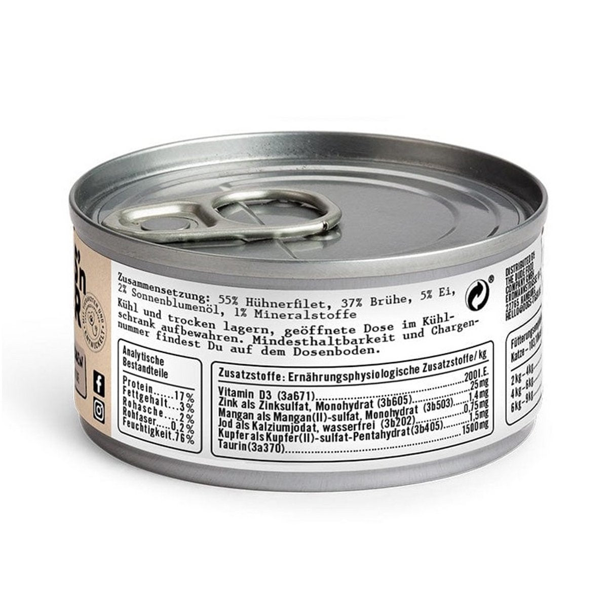 Dogs’n Tiger Adult Premium Katzenfutter, Nassfutter, Getreidefrei, Ei der Daus!, Huhn & Ei Dogs'n Tiger