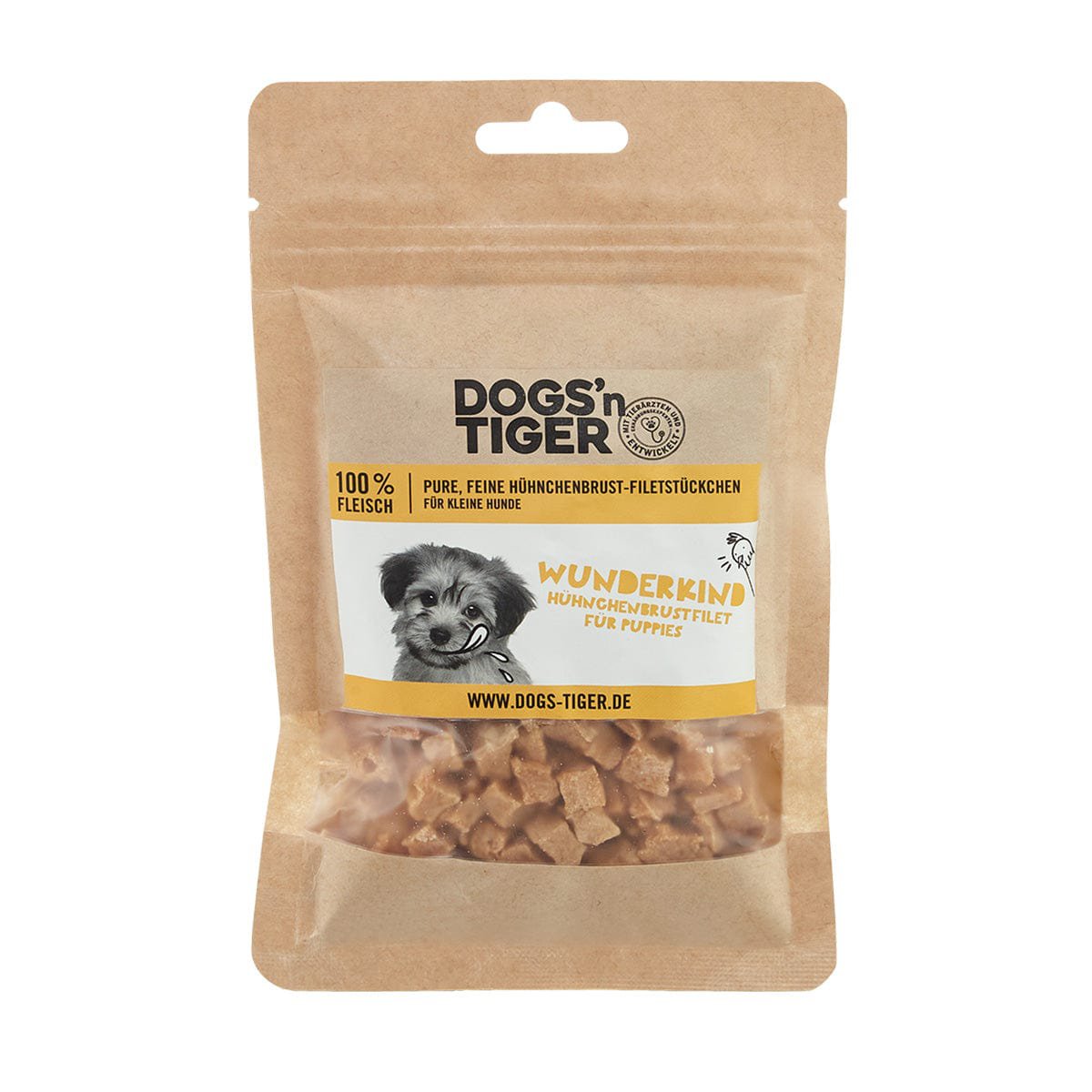 Dogs’n Tiger Adult, Junior Hunde Snacks, Wunderkind, Leckerlies, 100% gefriergetrocknetes Hühnchenbrustfilet Dogs'n Tiger