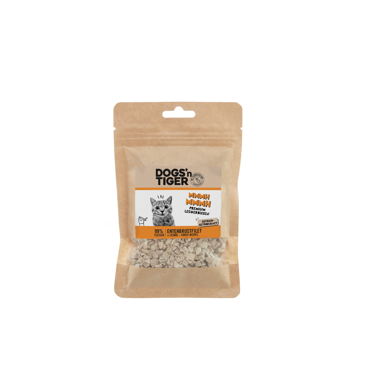 Dogs’n Tiger Adult Katzen Snacks Mmmh mmmh, Leckerlies, 99% gefriergetrocknetes Entenbrustfilet Dogs'n Tiger