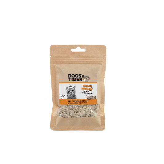 Dogs’n Tiger Adult Katzen Snacks Mmmh mmmh, Leckerlies, 99% gefriergetrocknetes Entenbrustfilet Dogs'n Tiger