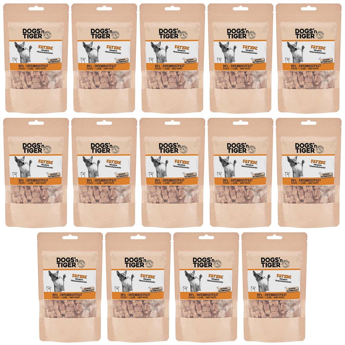 Dogs’n Tiger Adult, Hunde Snacks, Fatzke, Leckerlies, 99% gefriergetrocknetes Entenbrustfilet Dogs'n Tiger