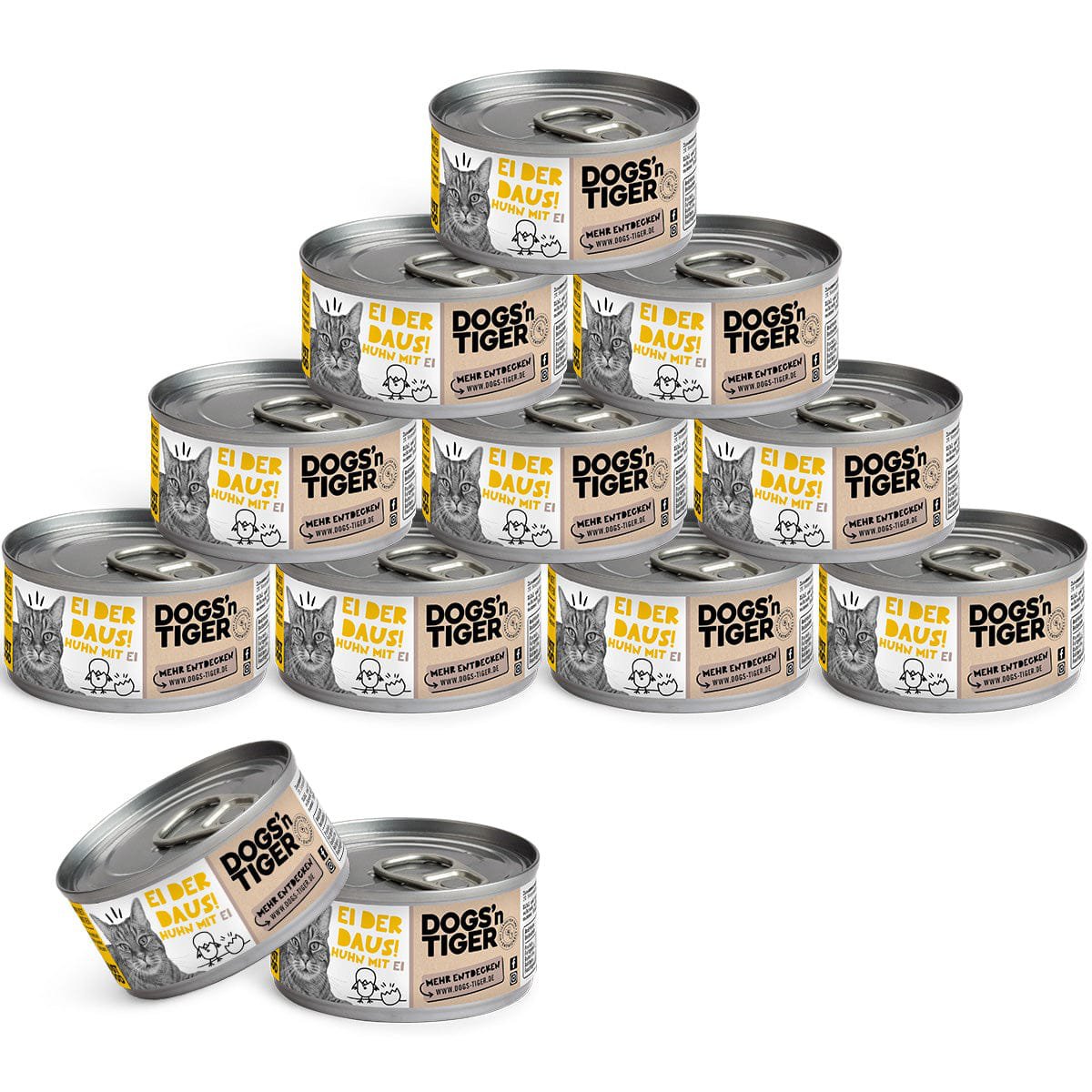 Dogs’n Tiger Adult Premium Katzenfutter, Nassfutter, Getreidefrei, Ei der Daus!, Huhn & Ei Dogs'n Tiger