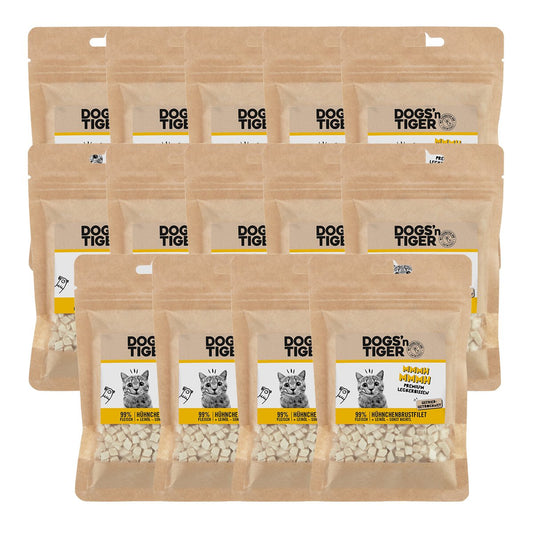 Dogs’n Tiger Adult Katzen Snacks Mmmh mmmh, Leckerlies, 99% gefriergetrocknetes Hühnchenbrustfilet Dogs'n Tiger