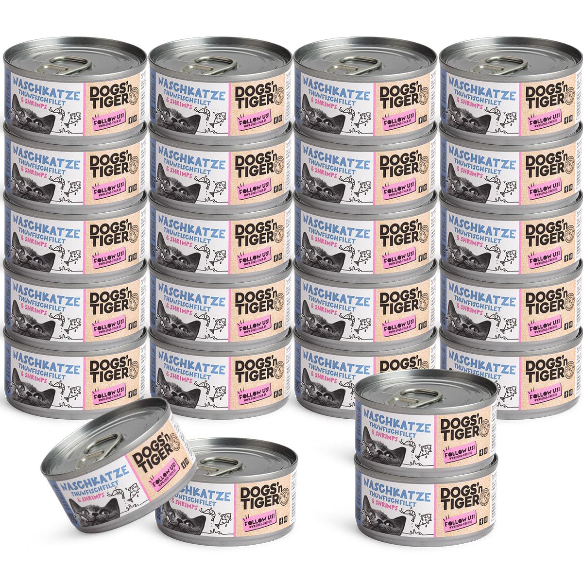 Dogs’n Tiger Adult Premium Katzenfutter Naschkatze, Nassfutter, Getreidefrei, Thunfisch & Shrimps Dogs'n Tiger
