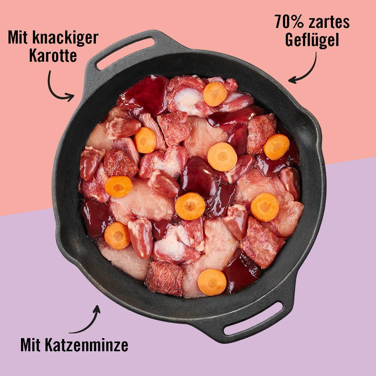 Dogs’n Tiger Adult Katzenfutter, Klimbim, Nassfutter für Katzen, Getreidefrei, Geflügel, Kalb mit Karotte Dogs'n Tiger