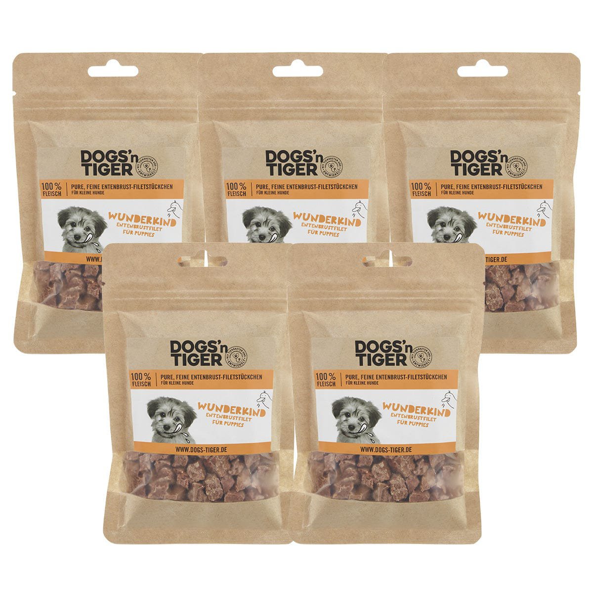 Dogs’n Tiger Adult, Junior Hunde Snacks, Wunderkind, Leckerlies, 100% gefriergetrocknetes Entenbrustfilet Dogs'n Tiger