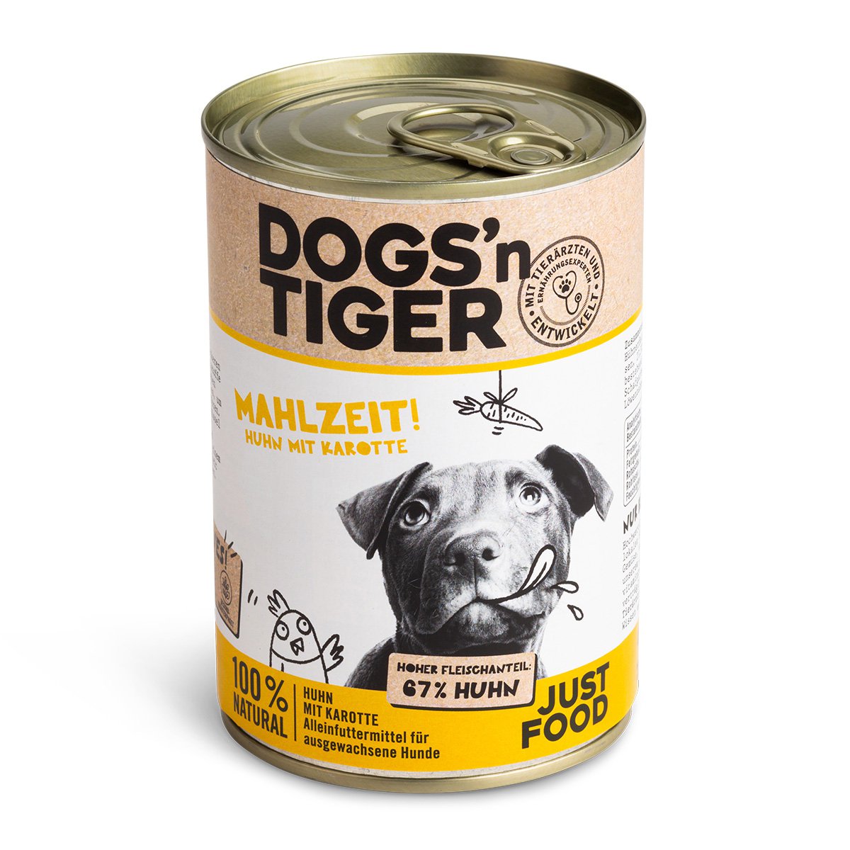 Dogs’n Tiger Adult Premium Hundefutter, Nassfutter, Getreidefrei, Mahlzeit, Huhn & Karotte Dogs'n Tiger
