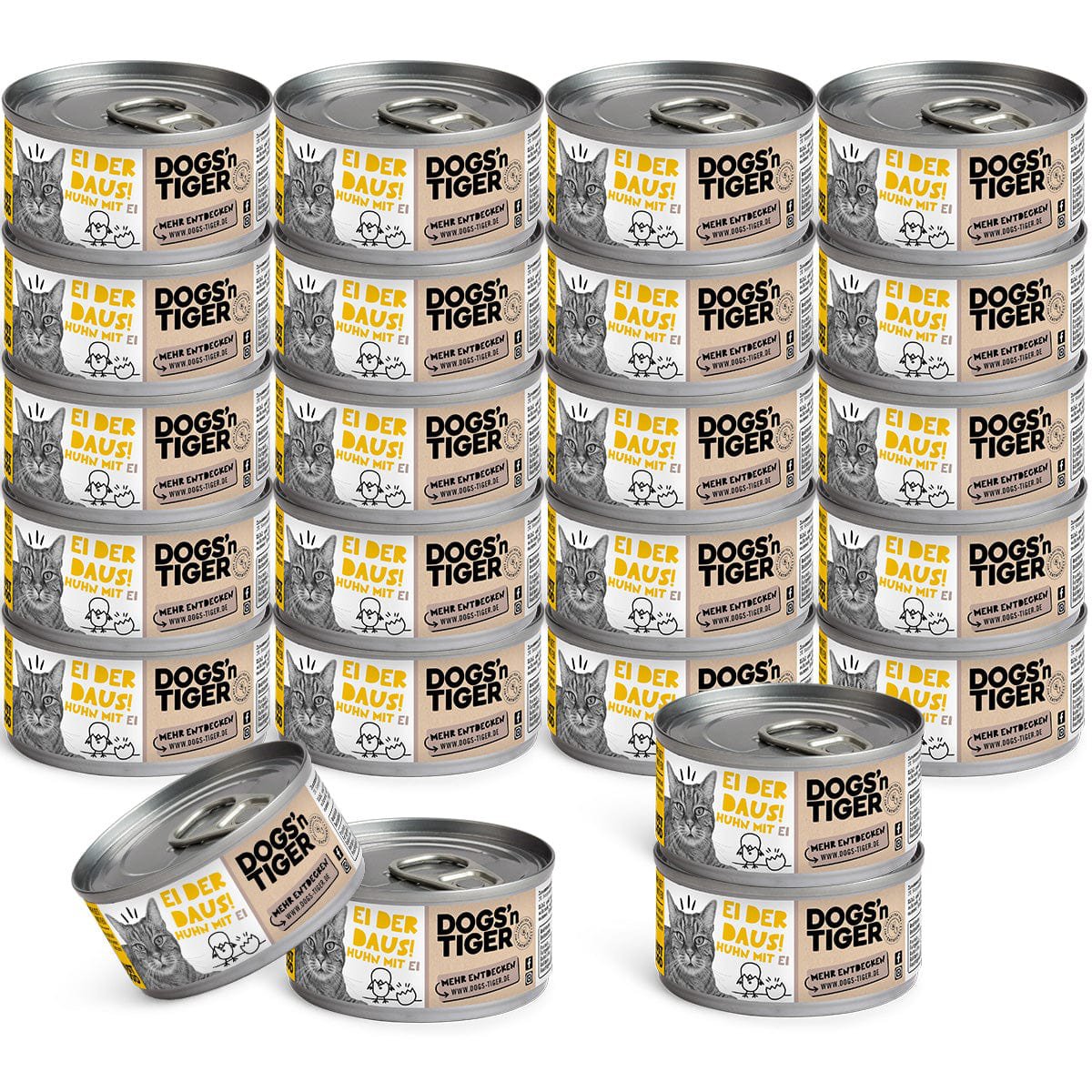 Dogs’n Tiger Adult Premium Katzenfutter, Nassfutter, Getreidefrei, Ei der Daus!, Huhn & Ei Dogs'n Tiger