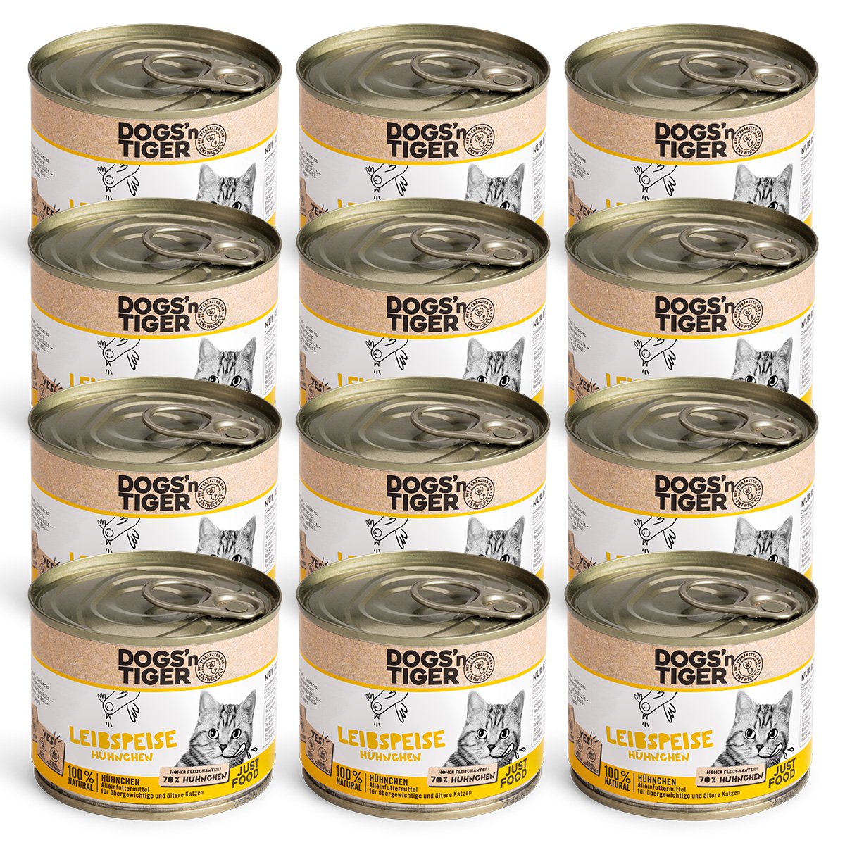 Dogs’n Tiger Adult Premium, Katzenfutter, Leibspeise, Nassfutter, Getreidefrei, Huhn Dogs'n Tiger