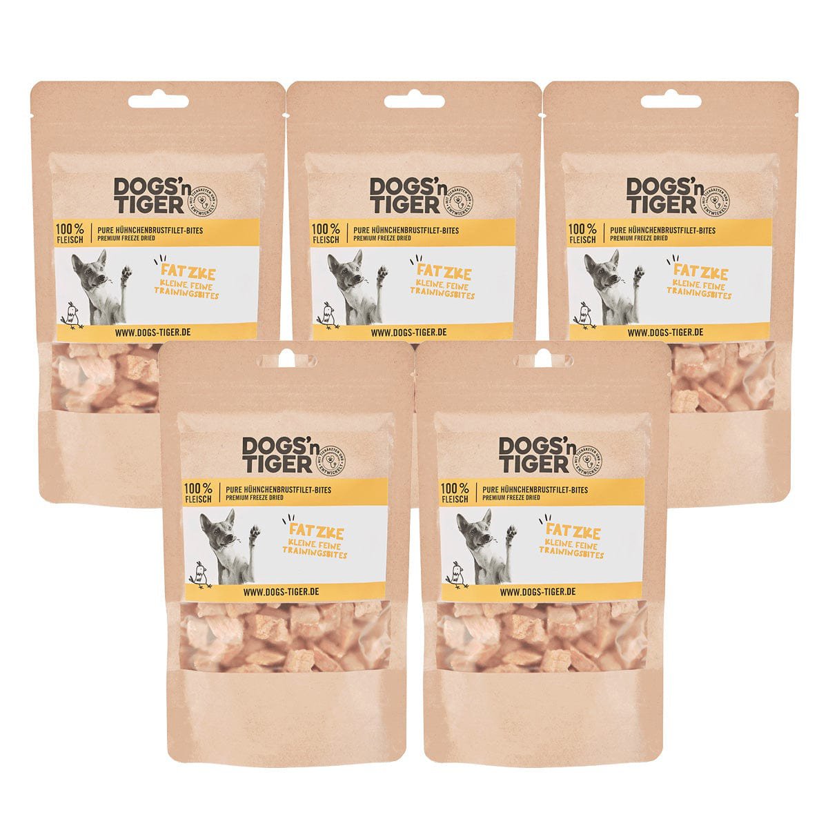Dogs’n Tiger Adult, Hunde Snacks, Fatzke, Leckerlies, 99% gefriergetrocknetes Hühnchenbrustfilet Dogs'n Tiger