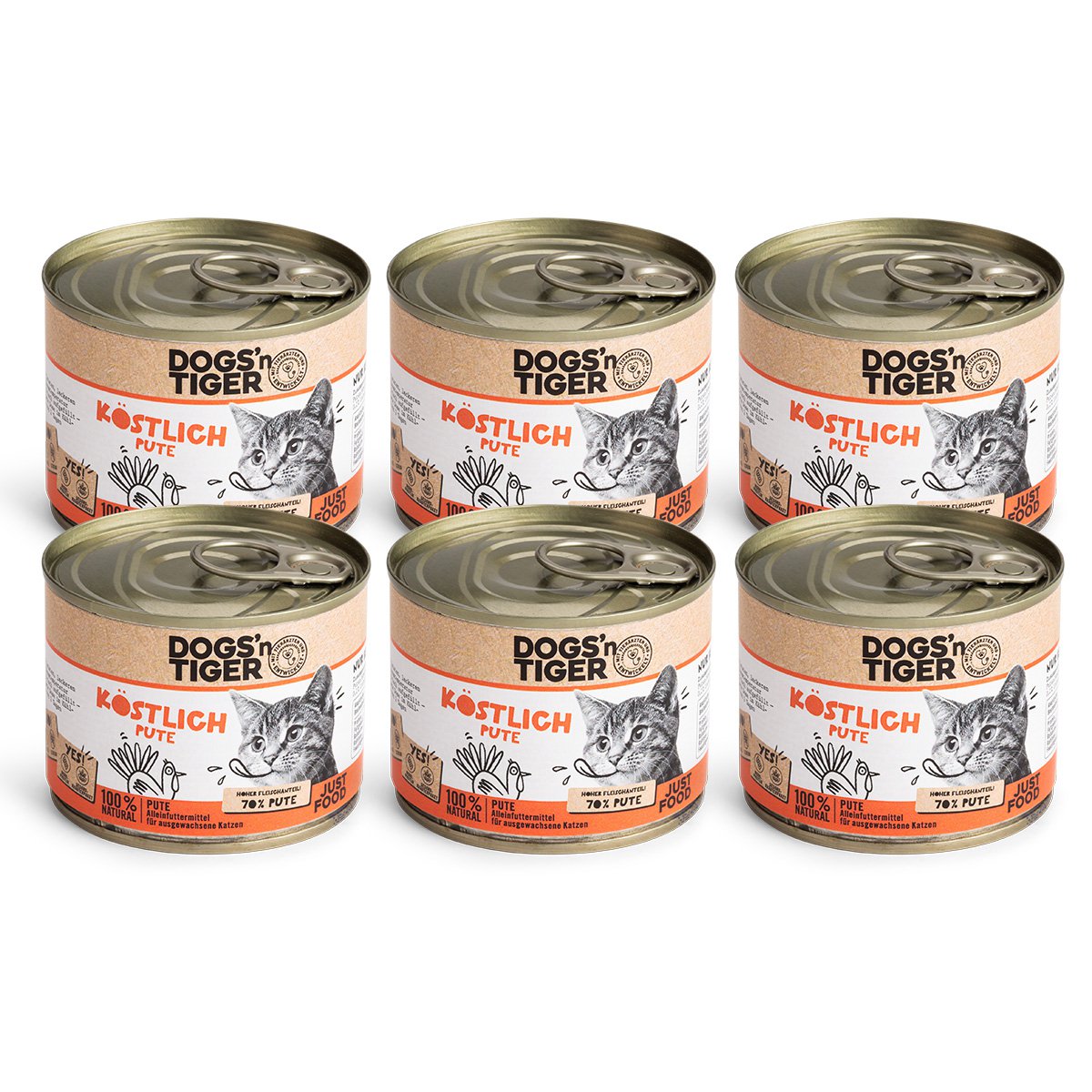 Dogs’n Tiger Adult Premium, Katzenfutter, Köstlich, Nassfutter, Getreidefrei, Pute & Leinöl Dogs'n Tiger
