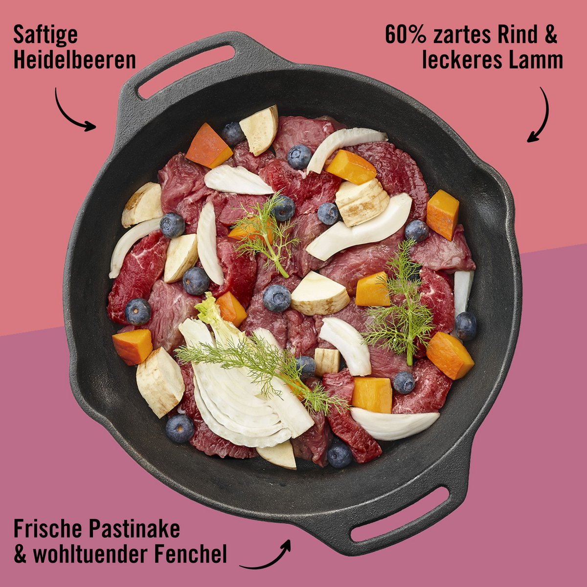 Dogs’n Tiger Adult Hundefutter, Glücksbringer, Nassfutter, Getreidefrei, Rind, Lamm, Pastinake & Heidelbeeren Dogs'n Tiger