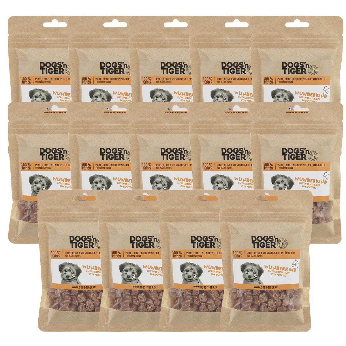 Dogs’n Tiger Adult, Junior Hunde Snacks, Wunderkind, Leckerlies, 100% gefriergetrocknetes Entenbrustfilet Dogs'n Tiger