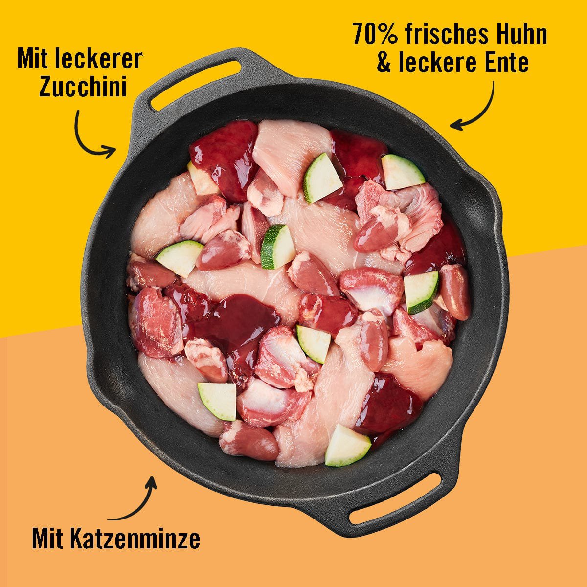 Dogs’n Tiger Adult Katzenfutter, Schabernack, Nassfutter, Getreidefrei, Huhn, Ente & Zucchini Dogs'n Tiger