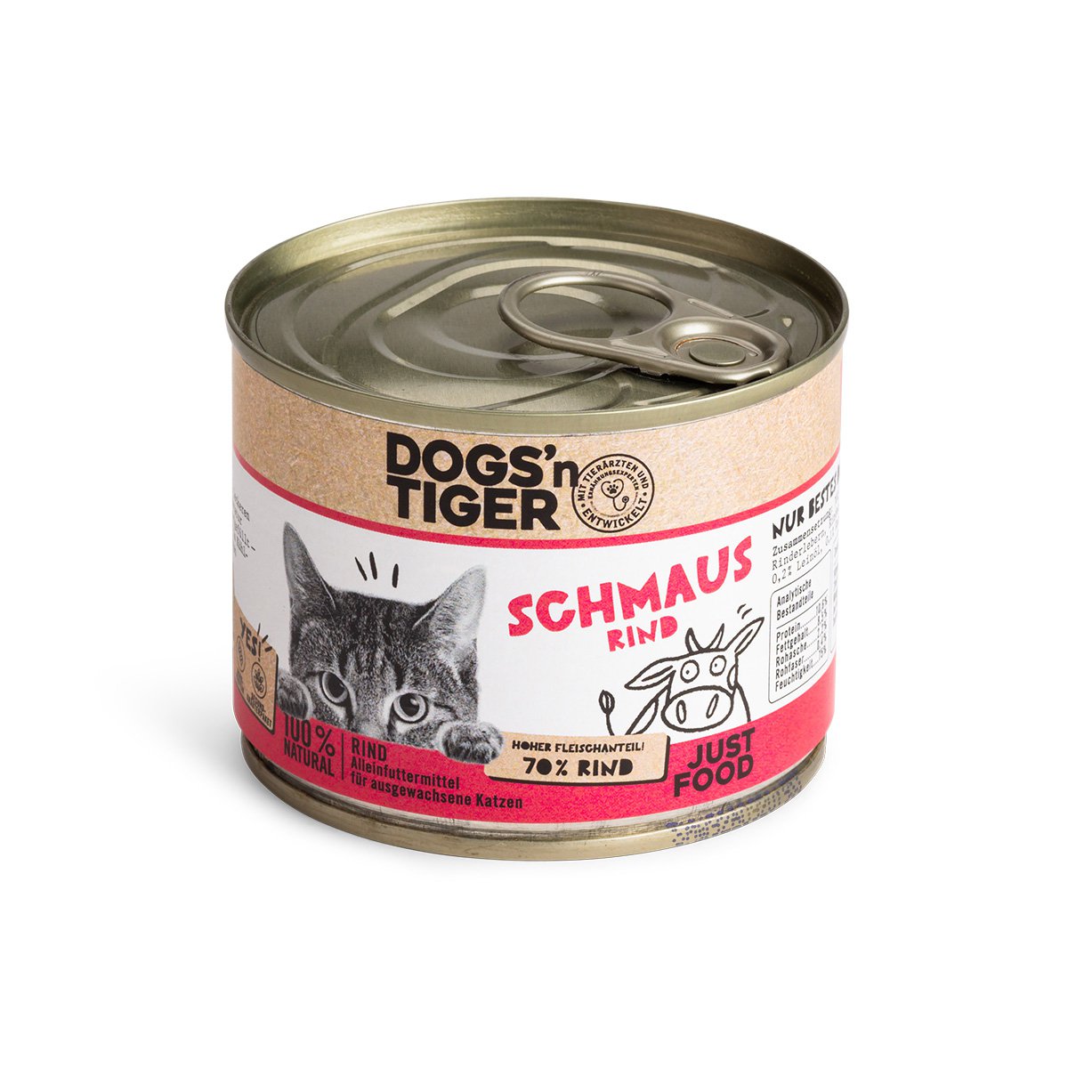 Dogs’n Tiger Adult Premium Katzenfutter Schmaus, Nassfutter, Getreidefrei, Rind Dogs'n Tiger