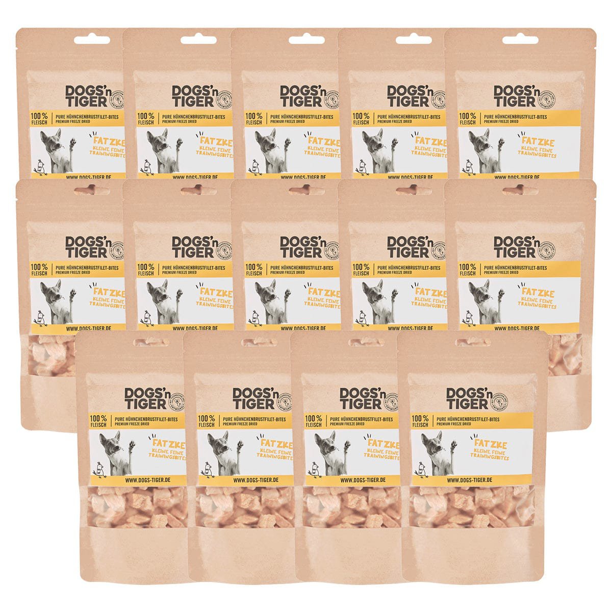 Dogs’n Tiger Adult, Hunde Snacks, Fatzke, Leckerlies, 99% gefriergetrocknetes Hühnchenbrustfilet Dogs'n Tiger