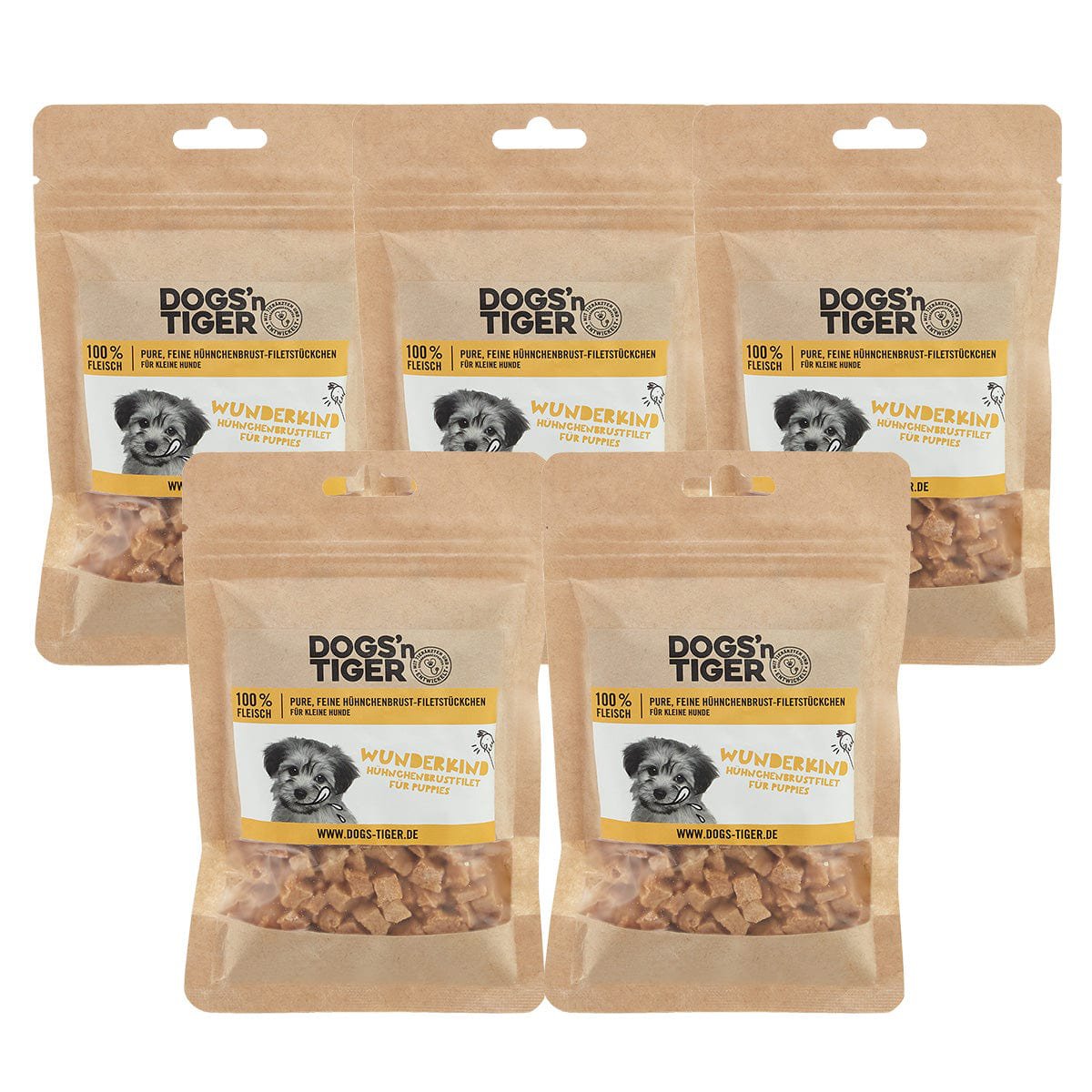 Dogs’n Tiger Adult, Junior Hunde Snacks, Wunderkind, Leckerlies, 100% gefriergetrocknetes Hühnchenbrustfilet Dogs'n Tiger