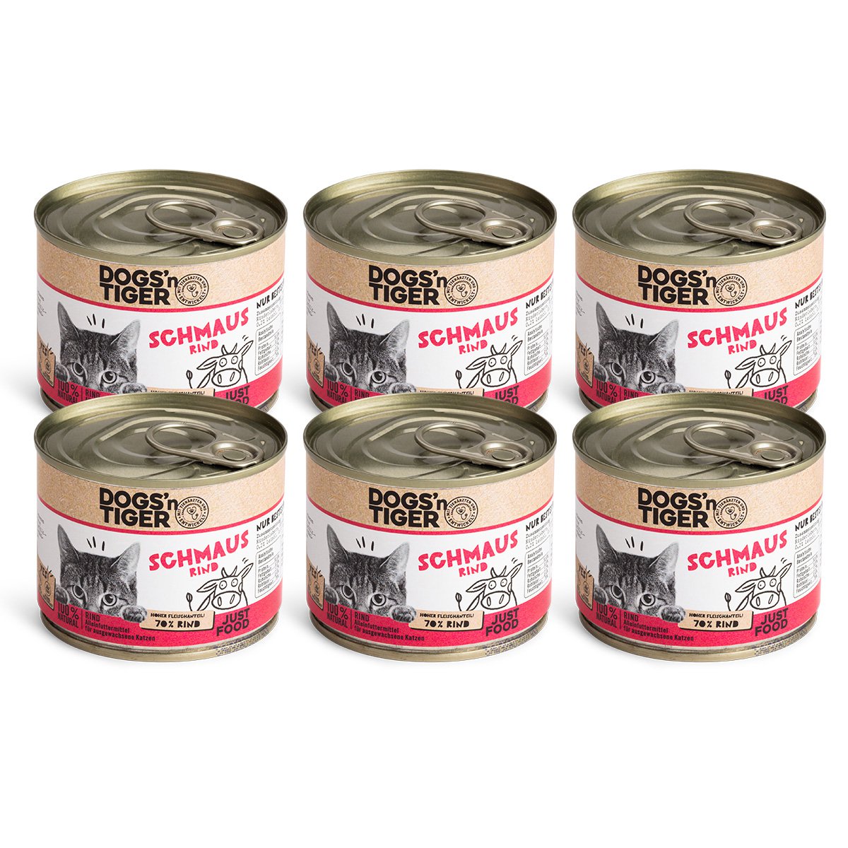 Dogs’n Tiger Adult Premium Katzenfutter Schmaus, Nassfutter, Getreidefrei, Rind Dogs'n Tiger