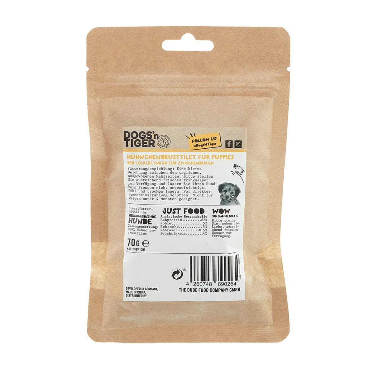 Dogs’n Tiger Adult, Junior Hunde Snacks, Wunderkind, Leckerlies, 100% gefriergetrocknetes Hühnchenbrustfilet Dogs'n Tiger