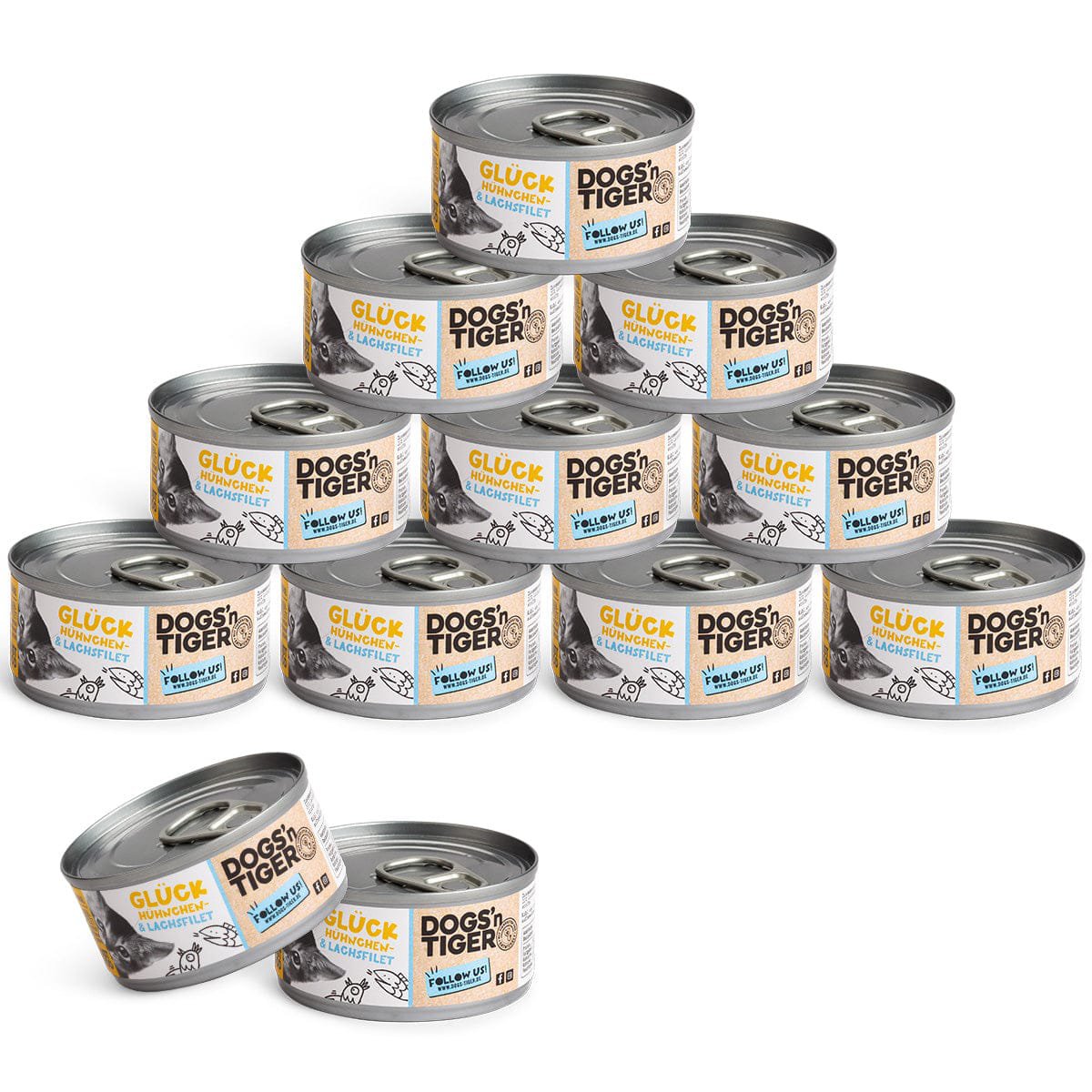 Dogs’n Tiger Adult, Premium Katzenfutter, Glück, Nassfutter, Getreidefrei, Huhn & Lachs Dogs'n Tiger