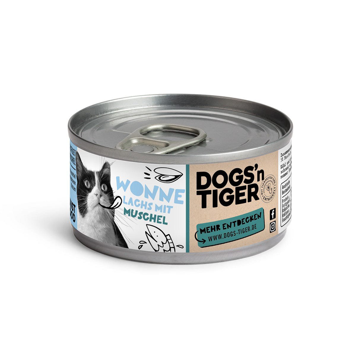 Dogs’n Tiger Adult, Premium Katzenfutter, Wonne, Nassfutter, Getreidefrei, Lachs & Muscheln Dogs'n Tiger