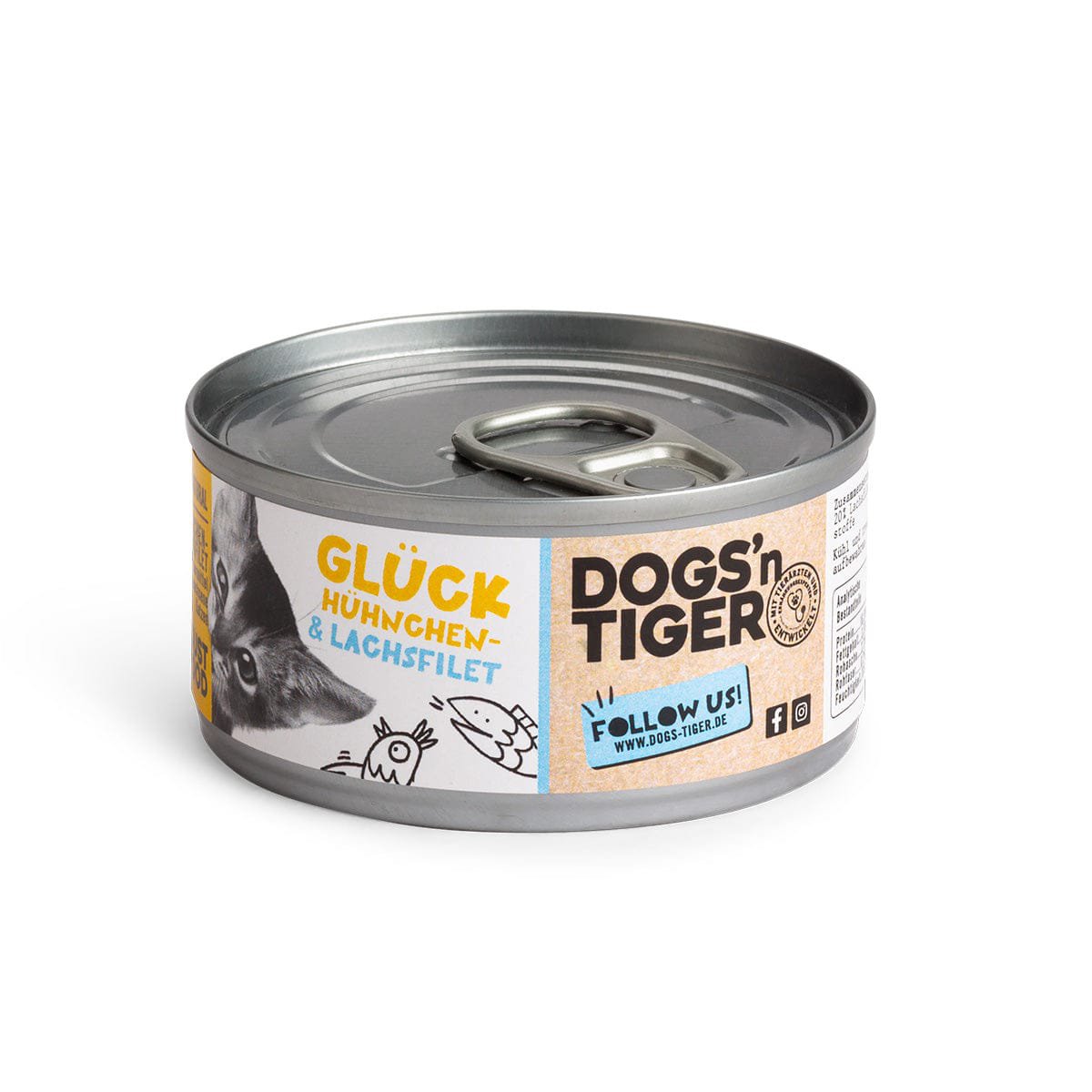 Dogs’n Tiger Adult, Premium Katzenfutter, Glück, Nassfutter, Getreidefrei, Huhn & Lachs Dogs'n Tiger