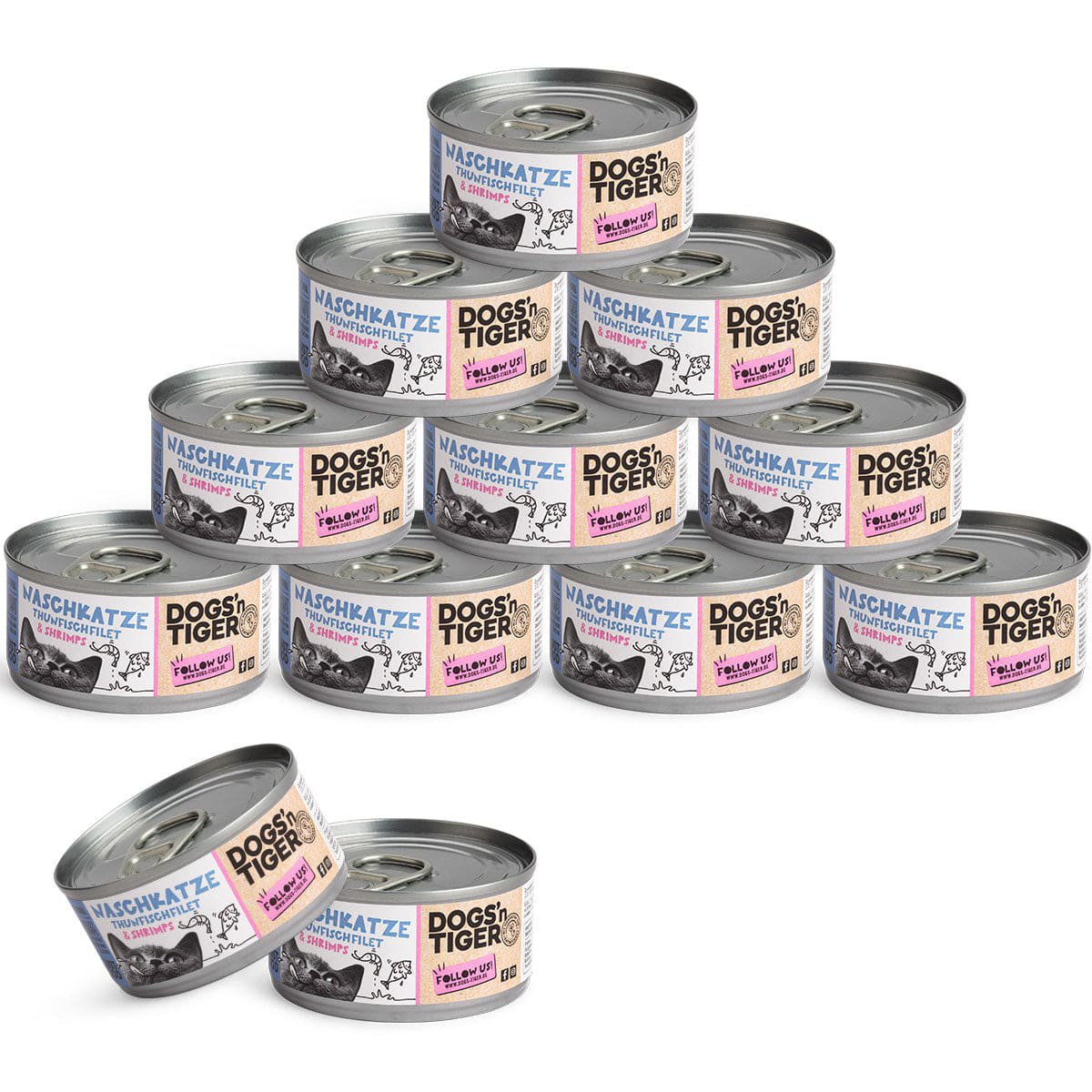 Dogs’n Tiger Adult Premium Katzenfutter Naschkatze, Nassfutter, Getreidefrei, Thunfisch & Shrimps Dogs'n Tiger