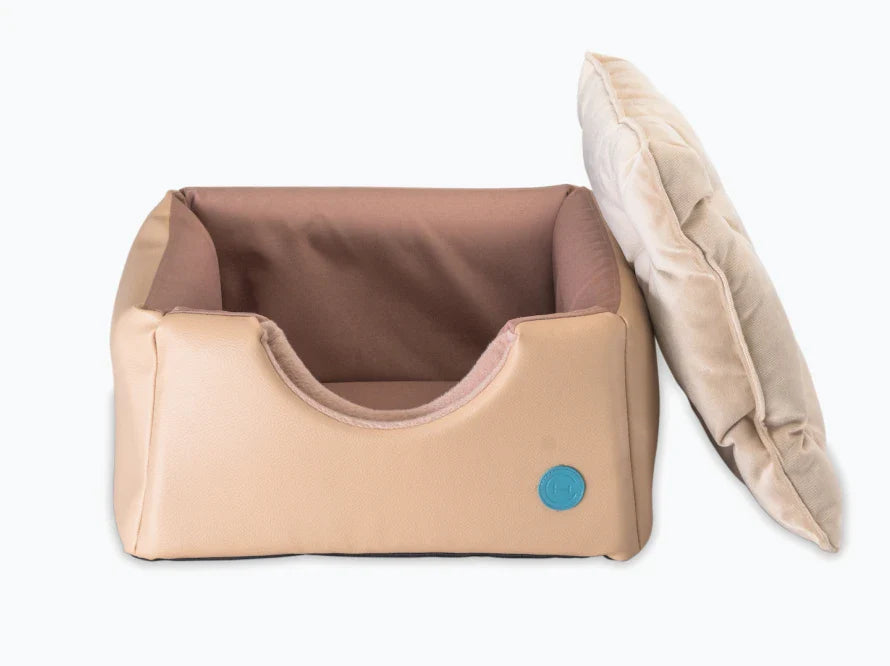 CABRIO Hundehütte für den Innenbereich / warmes Hundehaus aus Vlies und Möbelvelour für kleine Hunde / Hundebett Transformer HARLEY & CHO