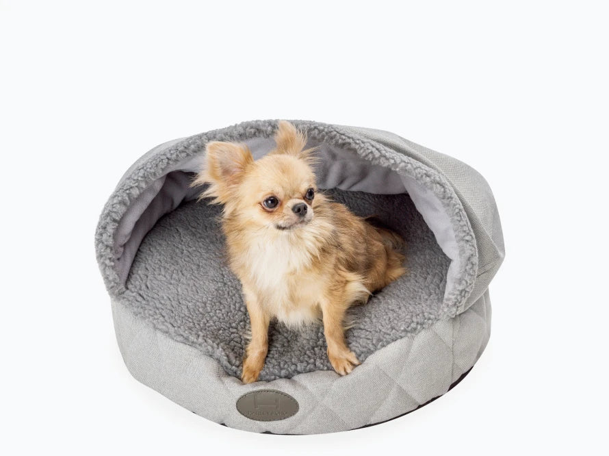 COVER Hundehöhle aus Kunstfell und Möbelvelour / orthöpedisches Hundebett / Memory Foam / Handgefertigt HARLEY & CHO