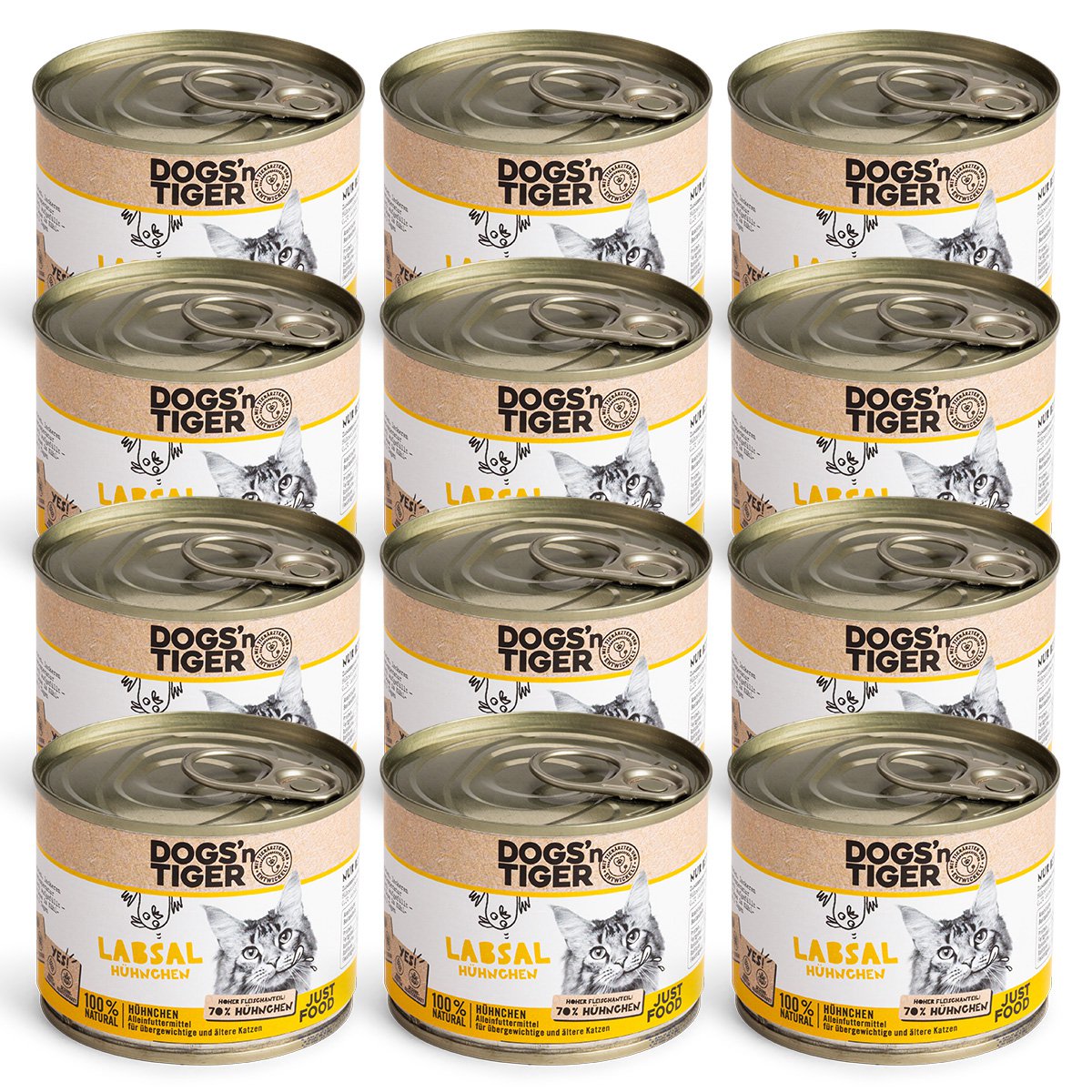 Dogs’n Tiger Adult, Senior, Premium Katzenfutter, Labsal, Nassfutter, Getreidefrei, Huhn Dogs'n Tiger