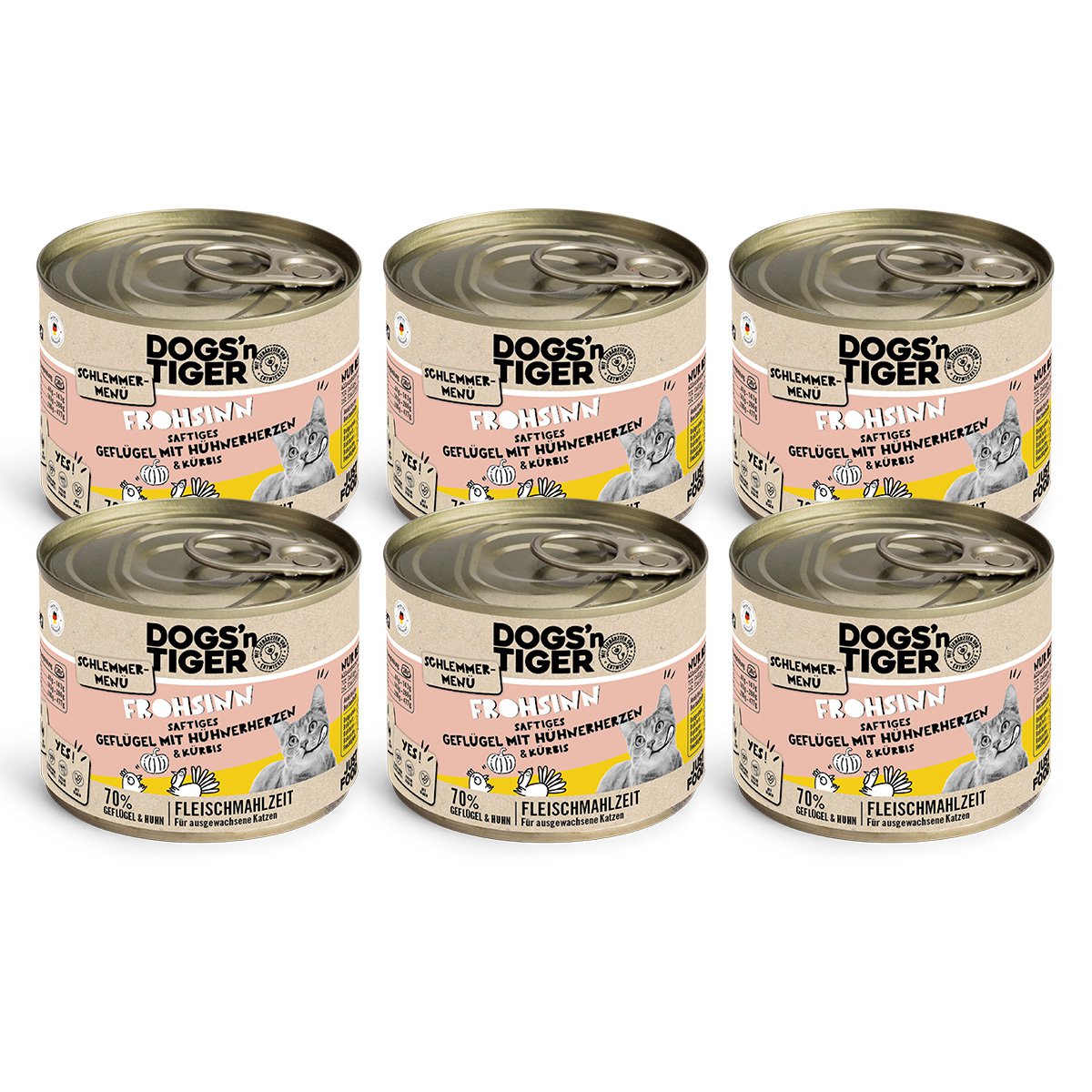 Dogs’n Tiger Adult, Katzenfutter, Frohsinn, Katzen Nassfutter, Getreidefrei, Geflügel & Kürbis Dogs'n Tiger