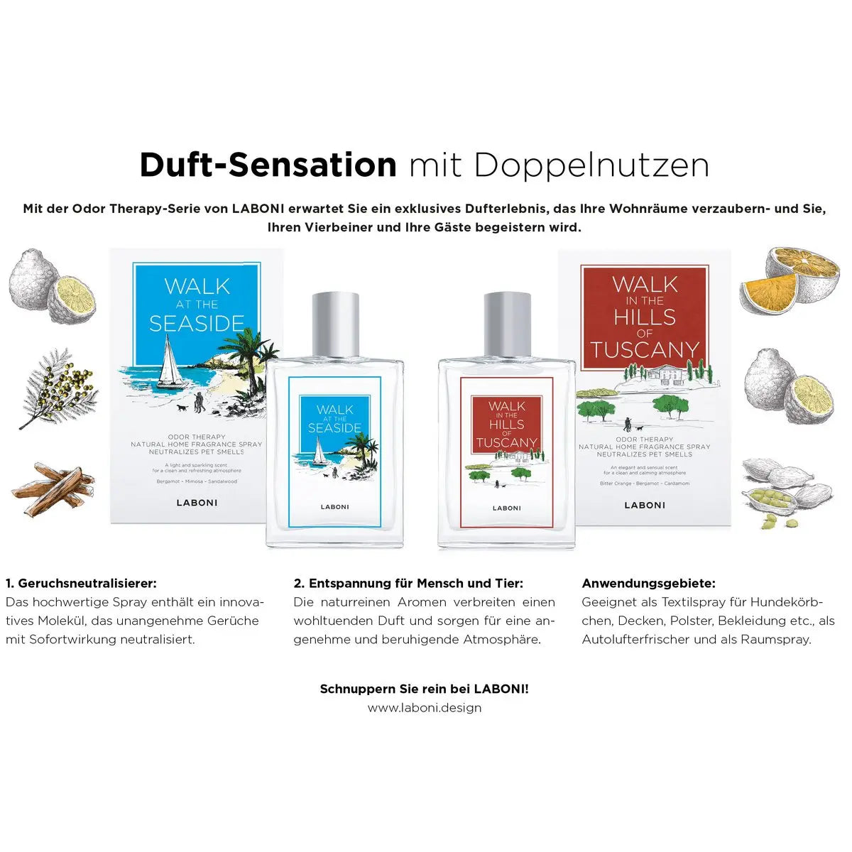 Walk at the Seaside - praktisches Duft-Spray zur Beseitigung von Gerüchen LABONI