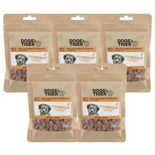 Dogs’n Tiger Adult, Junior Hunde Snacks, Wunderkind, Leckerlies, 100% gefriergetrocknetes Entenbrustfilet Dogs'n Tiger