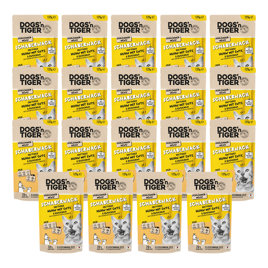 Dogs’n Tiger Adult Katzenfutter, Schabernack, Nassfutter, Getreidefrei, Huhn, Ente & Zucchini Dogs'n Tiger