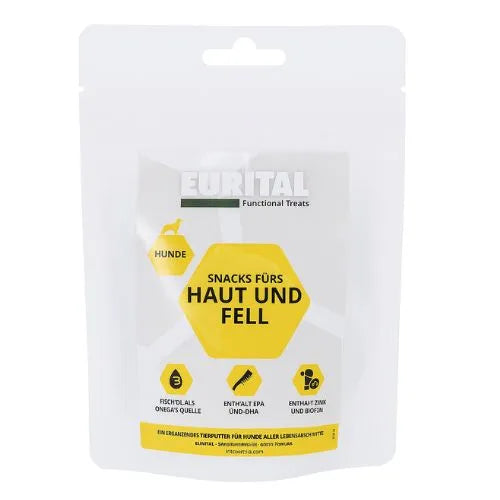 Eurital Dog Snacks 70 g – getreidefreie Snacks mit Lachs & Fischöl für gesunde Haut und glänzendes Fell Eurital