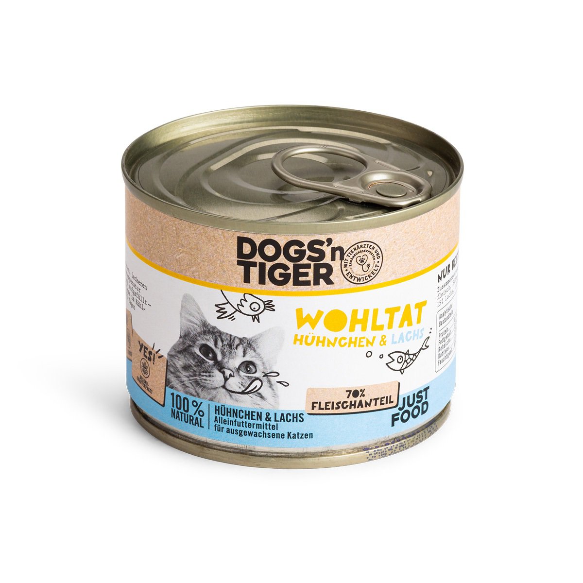 Dogs’n Tiger Adult Premium Katzenfutter, Wohltat, Nassfutter, Getreidefrei, Huhn & Lachs Dogs'n Tiger