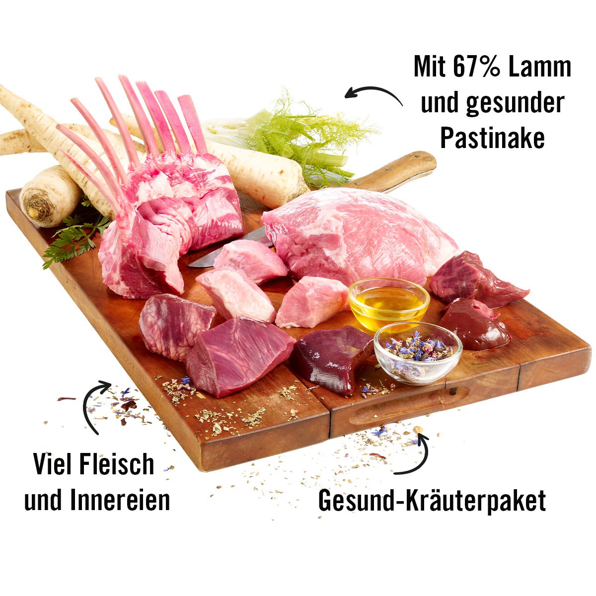 Dogs’n Tiger Adult Premium Hundefutter, Abendbrot, Nassfutter, Getreidefrei, Lamm, Pastinake & Gesund-Kräuterpaket Dogs'n Tiger