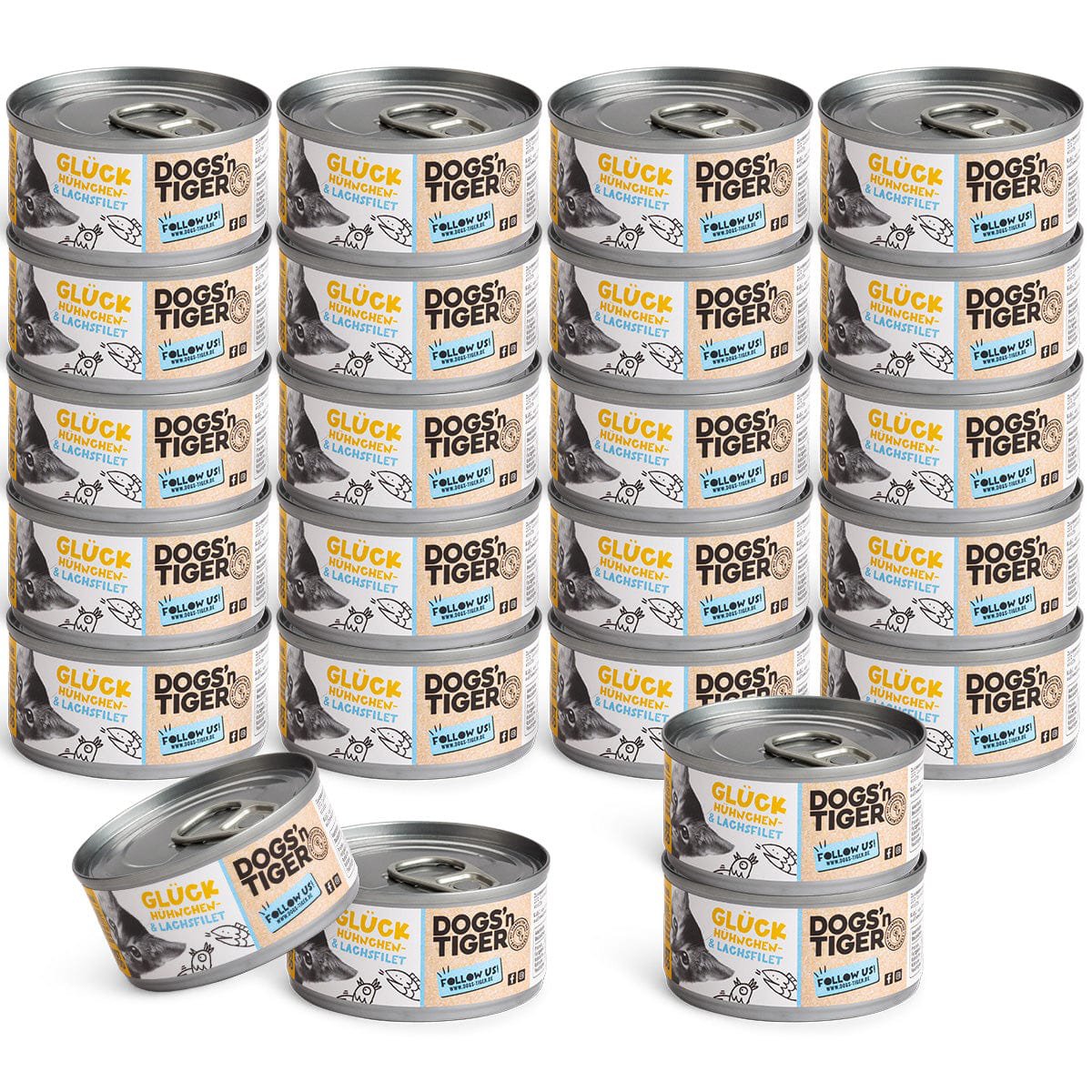 Dogs’n Tiger Adult, Premium Katzenfutter, Glück, Nassfutter, Getreidefrei, Huhn & Lachs Dogs'n Tiger