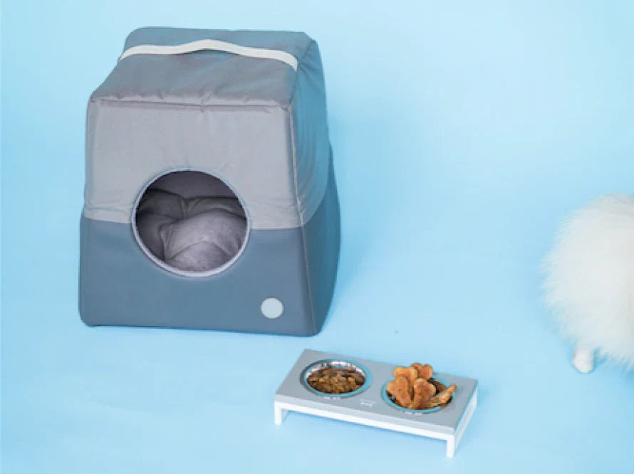 CABRIO Katzenhütte für den Innenbereich / warmes Katzenhaus aus Vlies und Möbelvelour / Katzenbett Transformer HARLEY & CHO