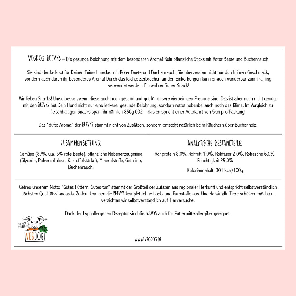 VEGDOG Beevys - Vegane Jackpot-Leckerlis für Hunde - Pawdora