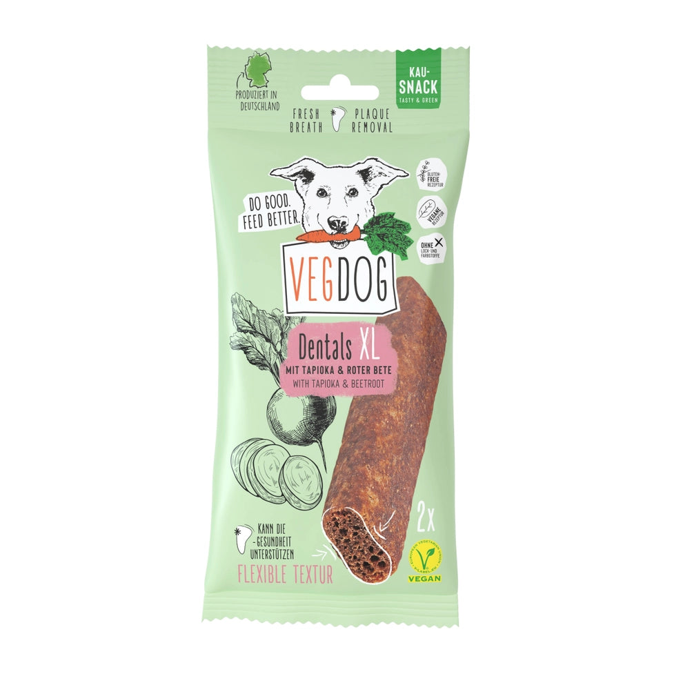 VEGDOG Dentals XL - Vegane Jackpot-Leckerlis für Hunde - Pawdora