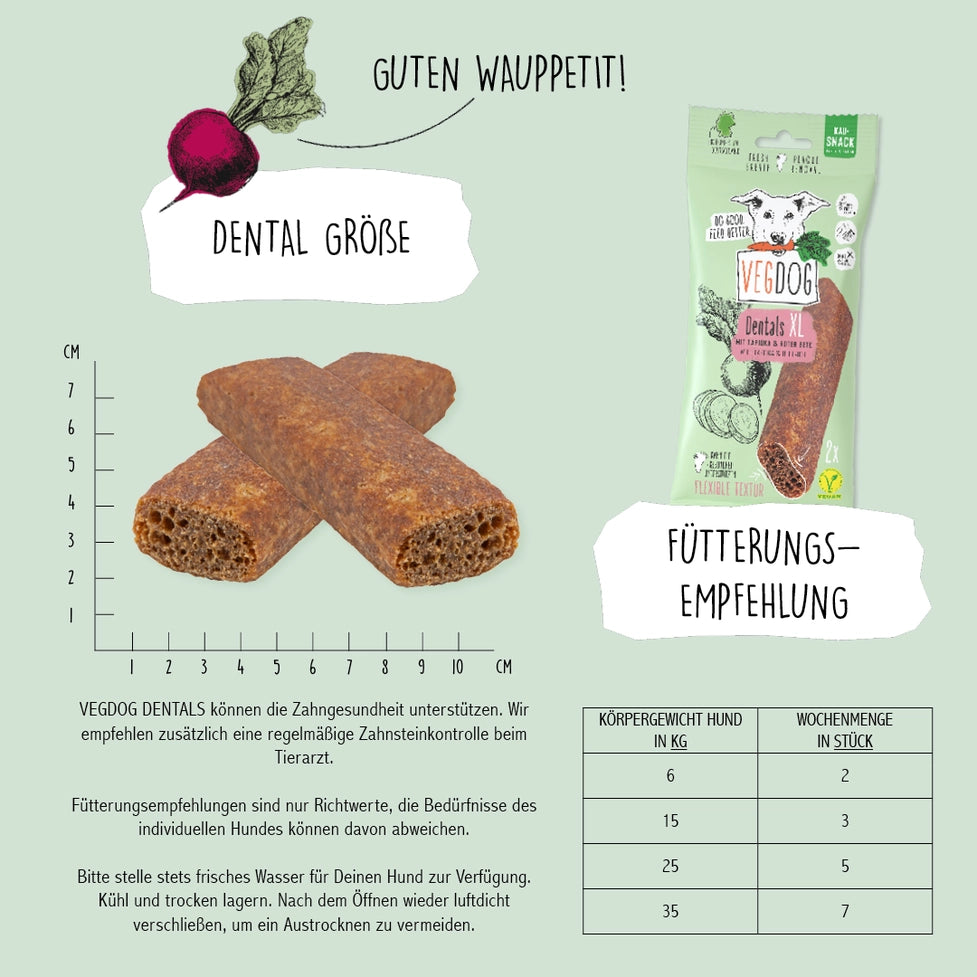 VEGDOG Dentals XL - Vegane Jackpot-Leckerlis für Hunde - Pawdora