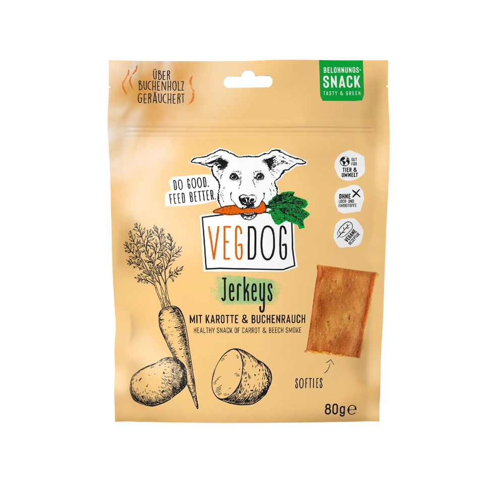 VEGDOG Jerkeys - Vegane Jackpot-Leckerlis für Hunde - Pawdora