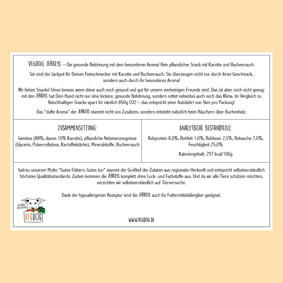 VEGDOG Jerkeys - Vegane Jackpot-Leckerlis für Hunde - Pawdora