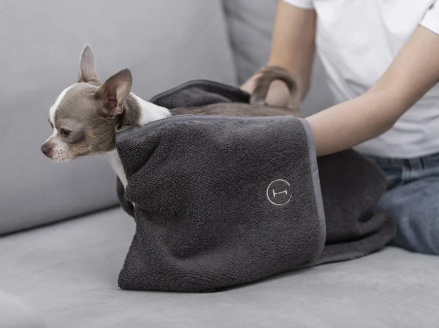 FLUFFY Hundehandtuch mit Taschen für kleine und mittelgroße Hunde / Universalgröße HARLEY & CHO